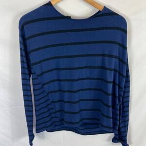 White+Warren Stripe Tie Neck Sweater Size Small